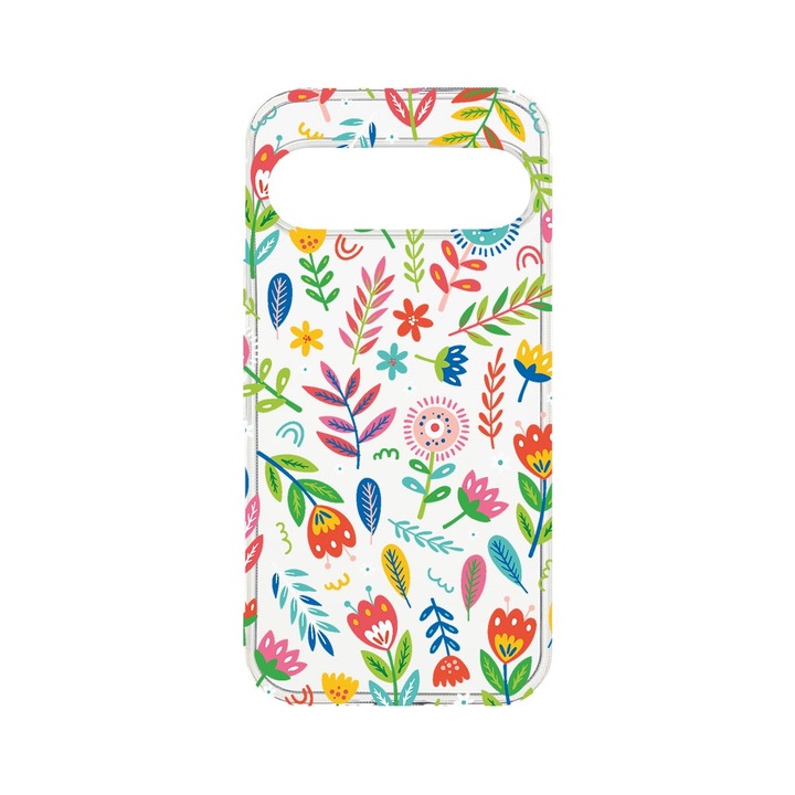 BestCase® Husa Clear Silicon 2MM, Compatibila Cu Google Pixel 9, Happy Flowers, Antisoc, Protectie Camera, T 756