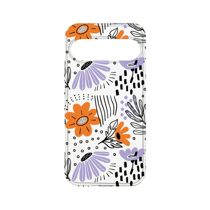 BestCase® Husa Clear Silicon 2MM, Compatibila Cu Google Pixel 9, Flowers - Pastel Colors, Antisoc, Protectie Camera, T 757