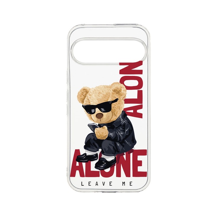 BestCase® Husa Clear Silicon 2MM, Compatibila Cu Google Pixel 9 Pro, Leave Me Alone Teddy Bear, Antisoc, Protectie Camera, T 922
