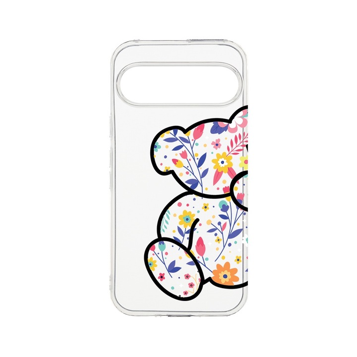 BestCase® Husa Clear Silicon 2MM, Compatibila Cu Google Pixel 9 Pro, Flower Teddy Bear, Antisoc, Protectie Camera, T 983