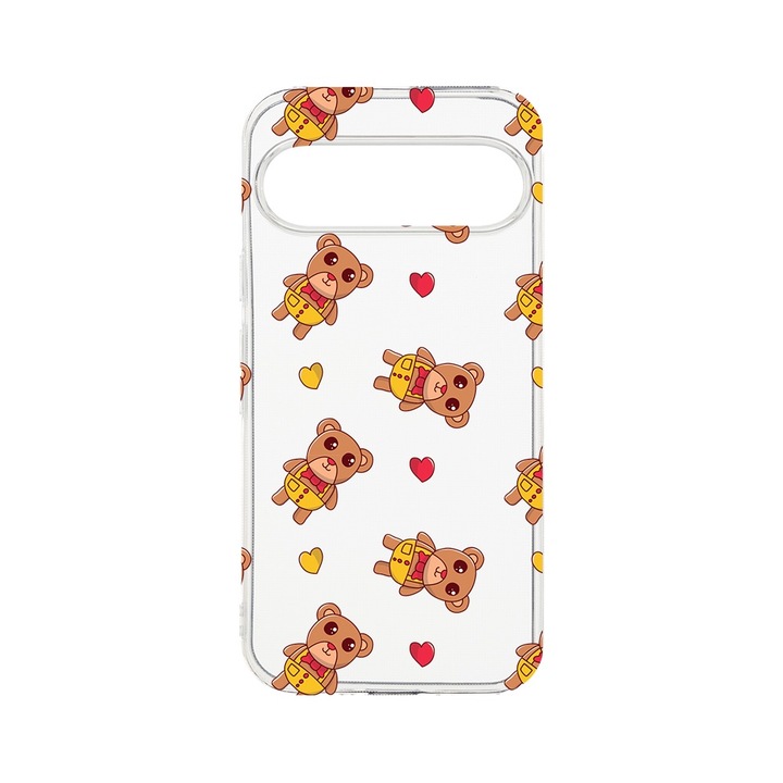 BestCase® Husa Clear Silicon 2MM, Compatibila Cu Google Pixel 9, Teddy Bear Love Pattern, Antisoc, Protectie Camera, T 968