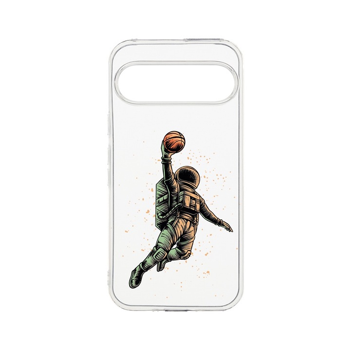 BestCase® Husa Clear Silicon 2MM, Compatibila Cu Google Pixel 9 Pro, Astronaut Basketball, Antisoc, Protectie Camera, T 1003