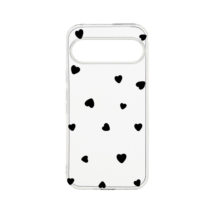 BestCase® Husa Clear Silicon 2MM, Compatibila Cu Google Pixel 9 Pro, Heart Pattern, Antisoc, Protectie Camera, T 1041