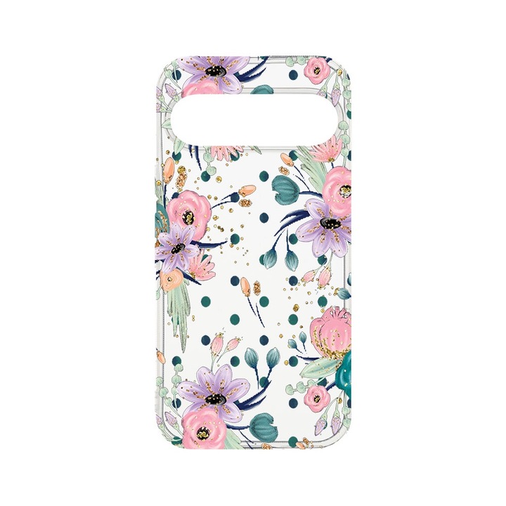 BestCase® Husa Clear Silicon 2MM, Compatibila Cu Google Pixel 9, Flowers Collection, Antisoc, Protectie Camera, T 495