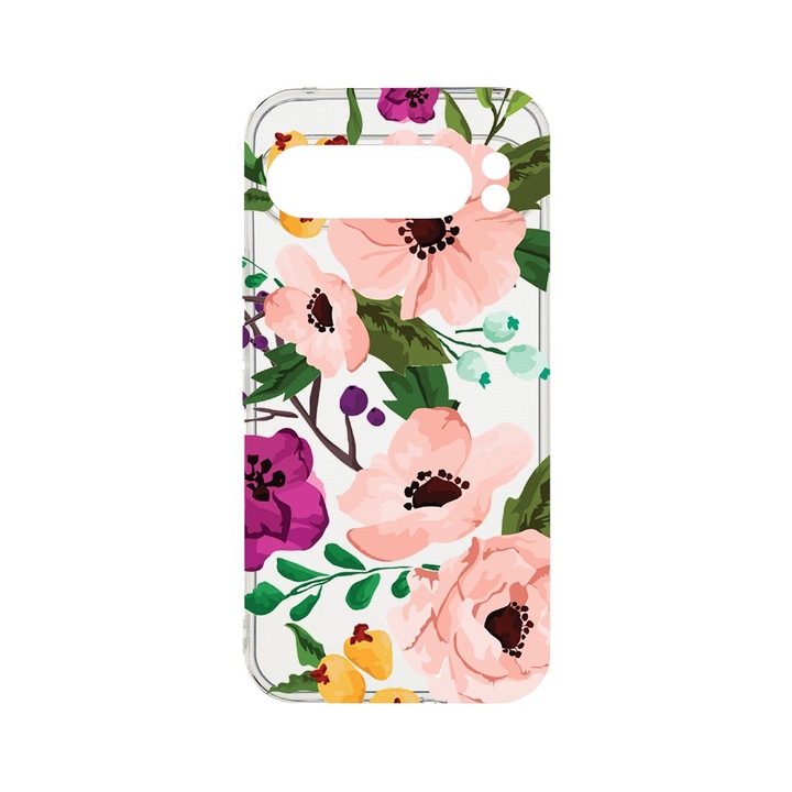 BestCase® Husa Clear Silicon 2MM, Compatibila Cu Google Pixel 9 Pro XL, Pastel Flowers, Antisoc, Protectie Camera, T 629