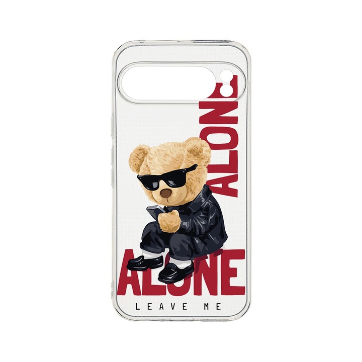 BestCase® Husa Clear Silicon 2MM, Compatibila Cu Google Pixel 9 Pro XL, Leave Me Alone Teddy Bear, Antisoc, Protectie Camera, T 922