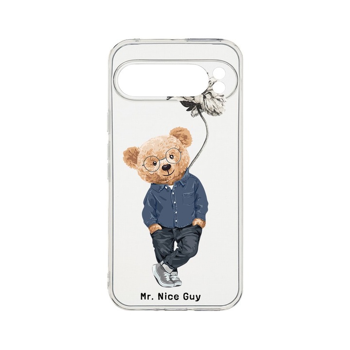 BestCase® Husa Clear Silicon 2MM, Compatibila Cu Google Pixel 9 Pro XL, Nice Guy - Teddy Bear, Antisoc, Protectie Camera, T 934