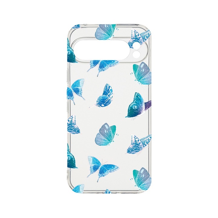 BestCase® Husa Clear Silicon 2MM, Compatibila Cu Google Pixel 9 Pro XL, Butterfly Pattern, Antisoc, Protectie Camera, T 1012