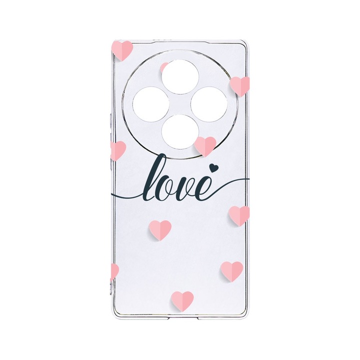 BestCase® Husa Clear Silicon 2MM, Compatibila Cu OPPO Reno12 FS / Reno12 F, Love Flying Hearts, Antisoc, Protectie Camera, T 85