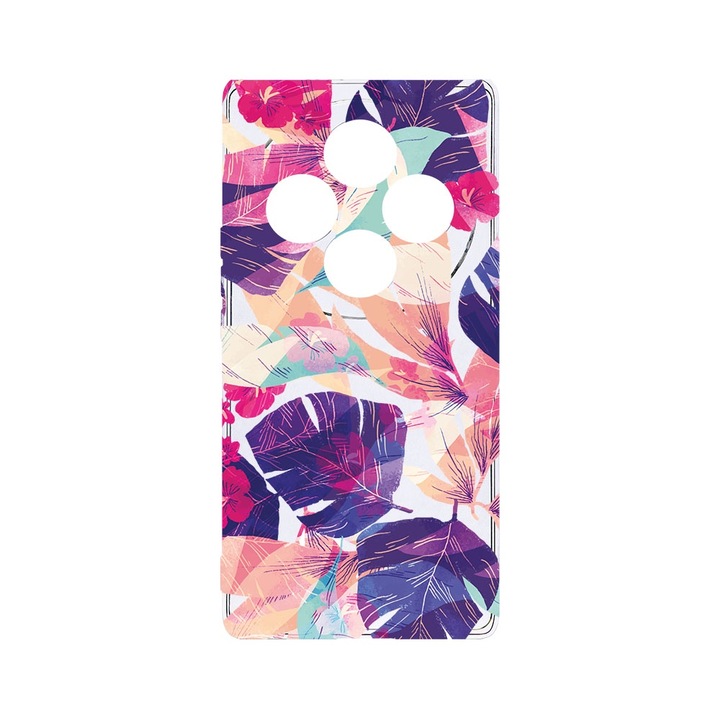 BestCase® Husa Clear Silicon 2MM, Compatibila Cu OPPO Reno12 F / Reno12 FS, Tropical Flowers, Antisoc, Protectie Camera, T 71