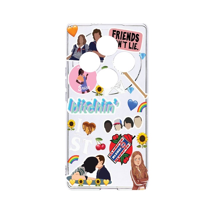 BestCase® Husa Clear Silicon 2MM, Compatibila Cu OPPO Reno12 FS / Reno12 F, Friends Don’t Lie, Antisoc, Protectie Camera, T 376