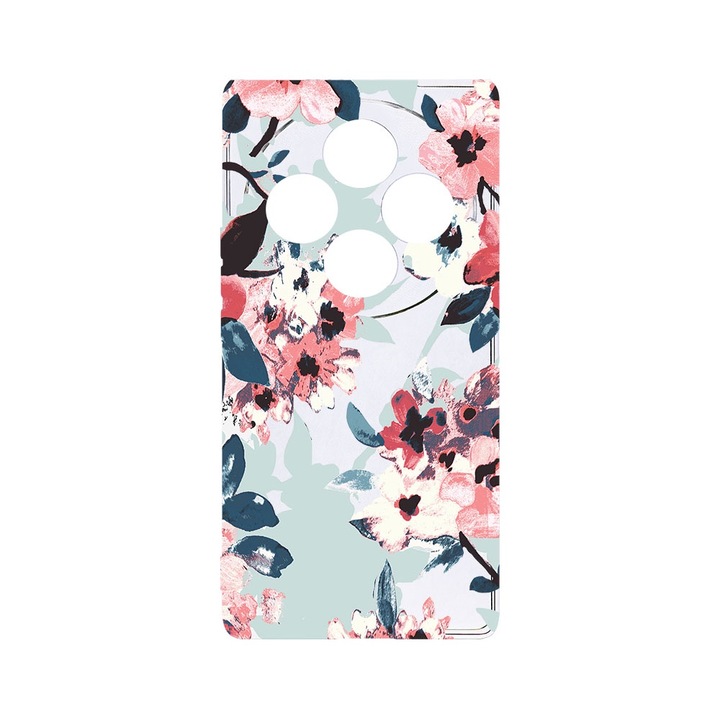 BestCase® Husa Clear Silicon 2MM, Compatibila Cu OPPO Reno12 F / Reno12 FS, Flowers Pattern, Antisoc, Protectie Camera, T 508