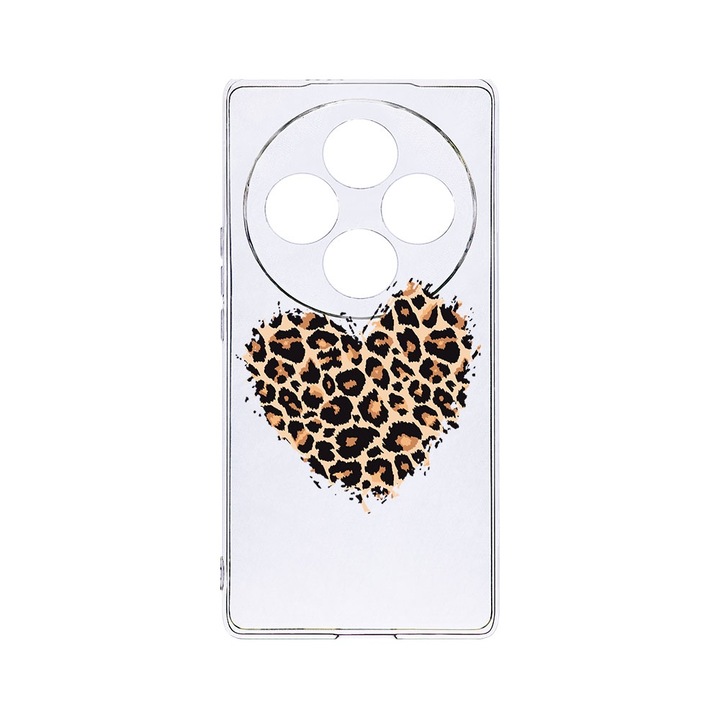 BestCase® Husa Clear Silicon 2MM, Compatibila Cu OPPO Reno12 F / Reno12 FS, Leopard Heart, Antisoc, Protectie Camera, T 761