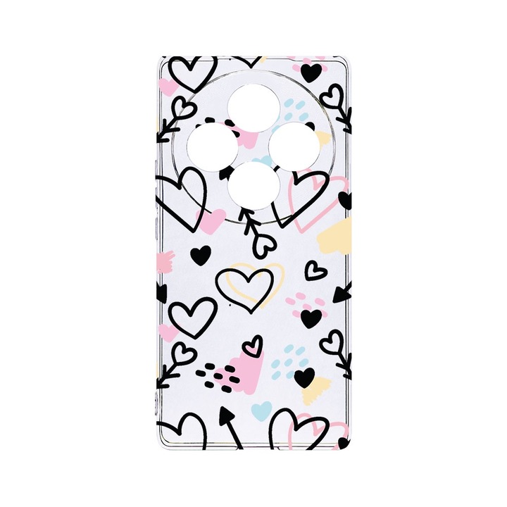 BestCase® Husa Clear Silicon 2MM, Compatibila Cu OPPO Reno12 F / Reno12 FS, Love Symbols, Antisoc, Protectie Camera, T 764