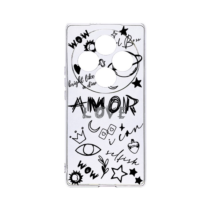 BestCase® Husa Clear Silicon 2MM, Compatibila Cu OPPO Reno12 F / Reno12 FS, Goth Love, Antisoc, Protectie Camera, T 984