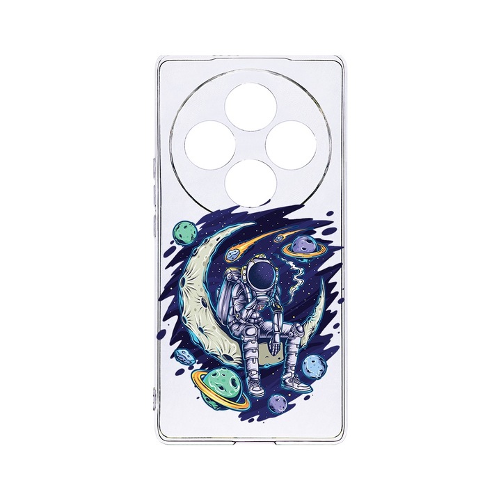 BestCase® Husa Clear Silicon 2MM, Compatibila Cu OPPO Reno12 F / Reno12 FS, Astronaut On Moon, Antisoc, Protectie Camera, T 1002