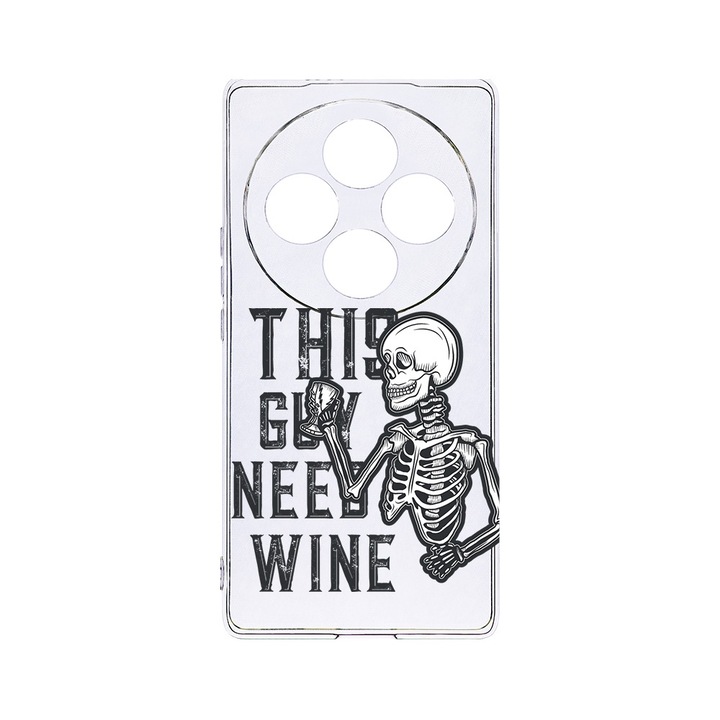 BestCase® Husa Clear Silicon 2MM, Compatibila Cu OPPO Reno12 F / Reno12 FS, This Guy Need Wine, Antisoc, Protectie Camera, T 1026