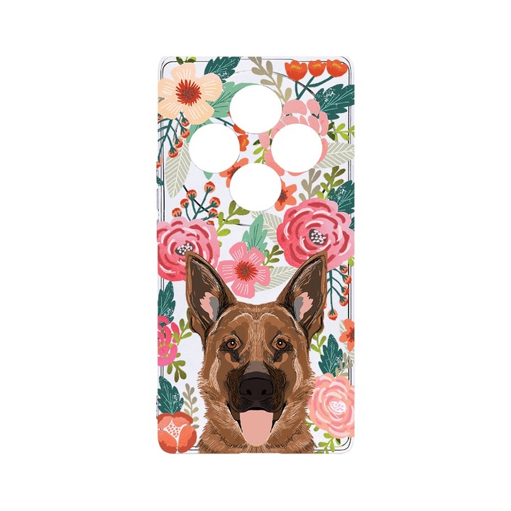 BestCase® Husa Clear Silicon 2MM, Compatibila Cu OPPO Reno12 FS / Reno12 F, Dog and Flowers, Antisoc, Protectie Camera, T 636