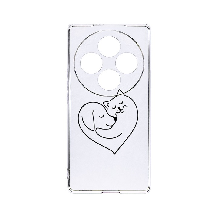 BestCase® Husa Clear Silicon 2MM, Compatibila Cu OPPO Reno12 F / Reno12 FS, Dog And Cat Love, Antisoc, Protectie Camera, T 739