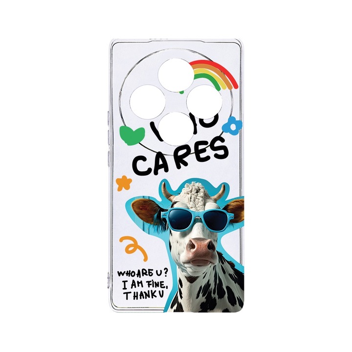 BestCase® Husa Clear Silicon 2MM, Compatibila Cu OPPO Reno12 F / Reno12 FS, Cool Cow - Who Cares?, Antisoc, Protectie Camera, T 975