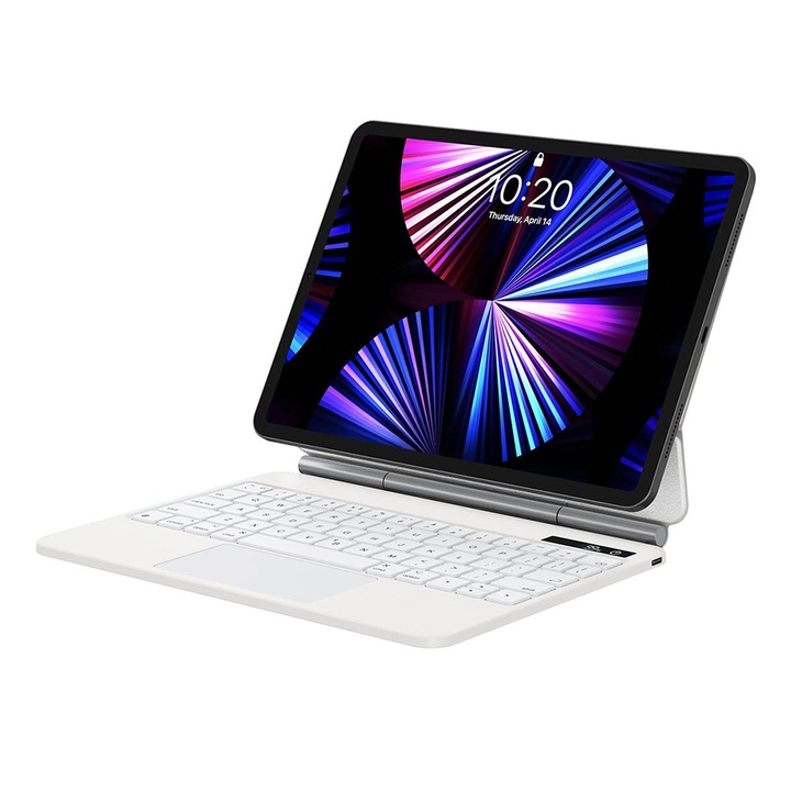 Калъф за iPad 10 (2022) 10.9, Baseus Brilliance Magnetic Keyboard Case Digital Display (ARJK020002), Бял