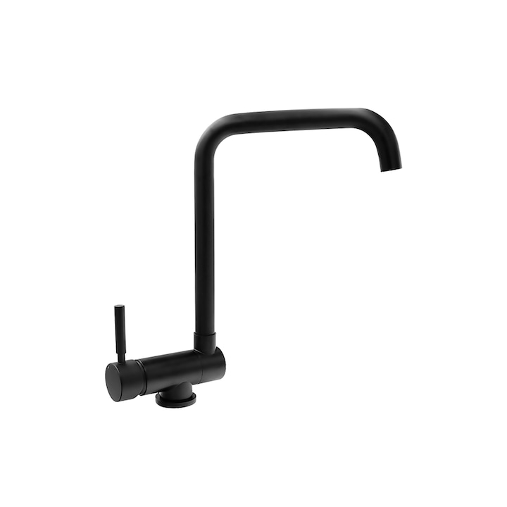 Baterie bucatarie, pipa inalta pliabila pentru fereastra, negru mat