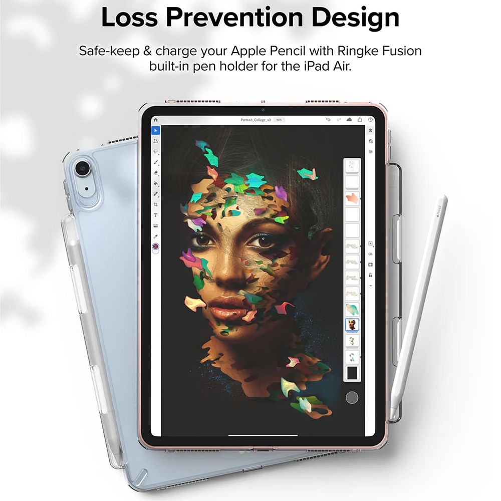 Husa de protectie Ringke pentru tableta compatibila cu Apple iPad Air 4 2020/Air 5 2022/Air 11 2024, Fusion, slot pentru Pen, silicon, Transparent