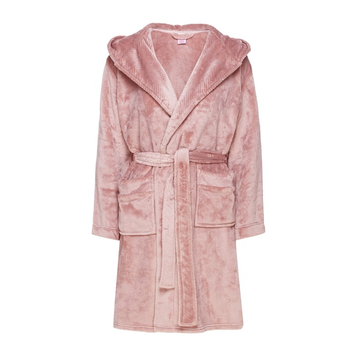 Халат за баня Fumi, Henderson, розов, S, с качулка и джобове