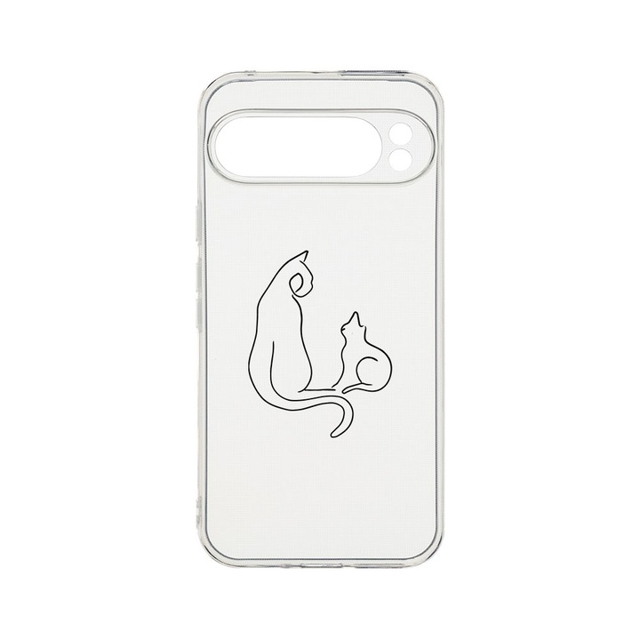 BestCase® Husa Clear Silicon 2MM, Compatibila Cu Google Pixel 9 Pro XL, Abstract Cat, Antisoc, Protectie Camera, T 738