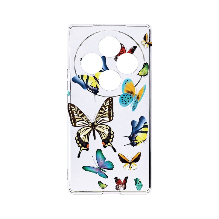 BestCase® Husa Clear Silicon 2MM, Compatibila Cu OPPO Reno12 F / Reno12 FS, Beautiful Color Butterflies, Antisoc, Protectie Camera, T 992
