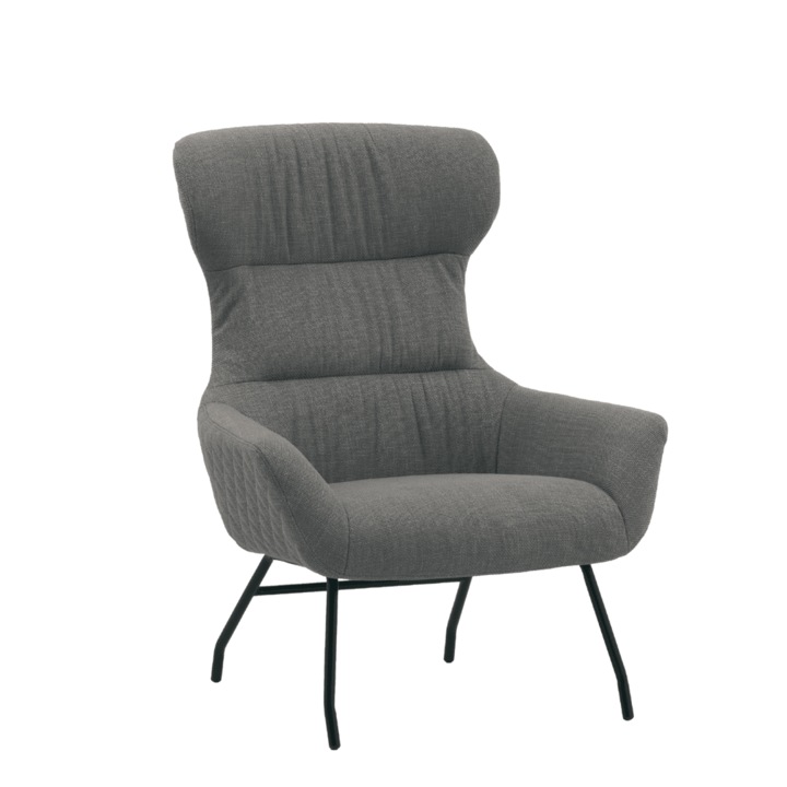 Fotoliu Torh, structura metalica, tesatura gri