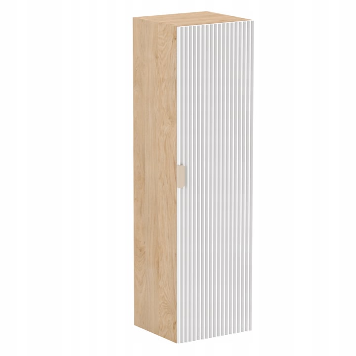 Шкаф за баня WENA Willy, Релефна предна част, 120x33x33 см, бяло/орех