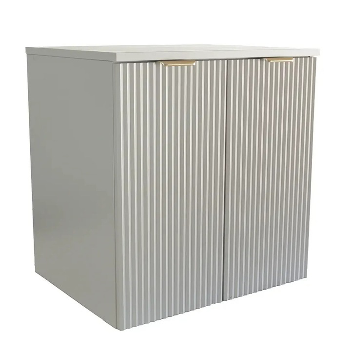 Dulap pentru lavoar Wena Meble cu usi, fronturi canelate Willy, 60x60x47 cm, Casmir
