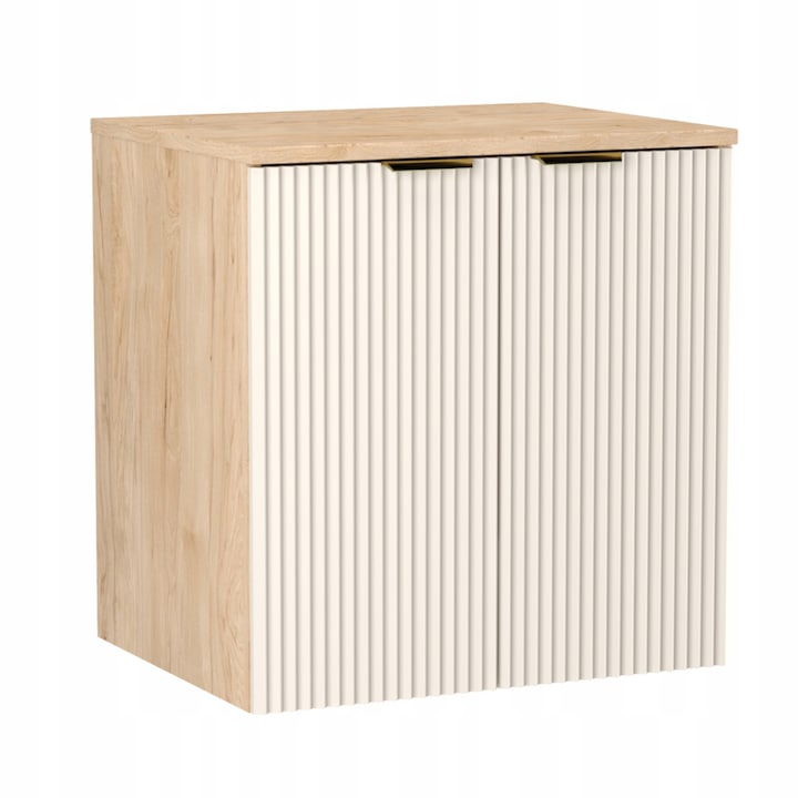WENA Willy Шкаф за мивка с врати, релефна предна част, 60x60x47 см, кашмир/орех