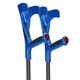 Set de 2 carje ortopedice din aluminiu, 4FIZJO, cu suport axial, reglabil, stabil, fabricat din materiale de inalta calitate, suport pana la 150 kg, maner ergonomic cu suport pentru articulatia cotului, dimensiune universal, Negru/Albastru