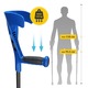 Set de 2 carje ortopedice din aluminiu, 4FIZJO, cu suport axial, reglabil, stabil, fabricat din materiale de inalta calitate, suport pana la 150 kg, maner ergonomic cu suport pentru articulatia cotului, dimensiune universal, Negru/Albastru