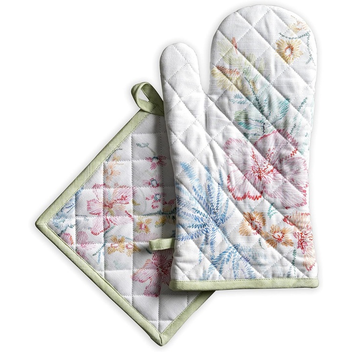 Maison d'Hermine konyhai kesztyű és edényfogó szett, 100% pamut, 19x33cm és 20x20cm, többszínű