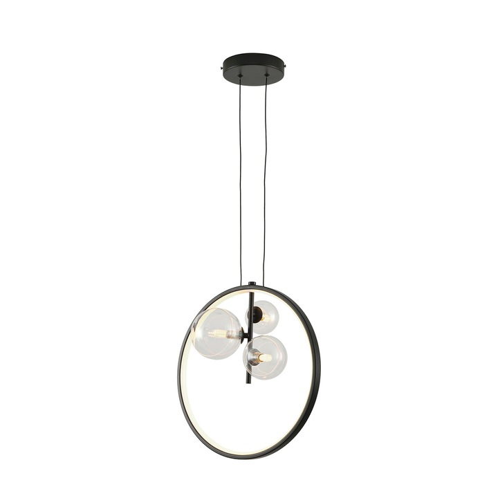 Lampa suspendata ORION RING neagra, 3*G9 + LED, diametru 40 cm - STEP INTO DESIGN