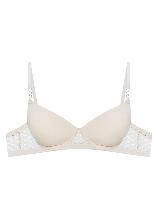 Sutien push-up Esotiq Ohara, textil, bej, cupe netede, bretele decorative