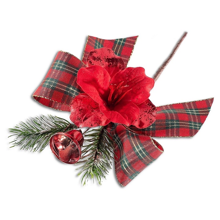 Set 10 crengute brad artificial clopotel 17 cm