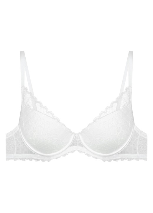 Sutien push-up Oprah, Esotiq, Dantela/Bumbac, Alb