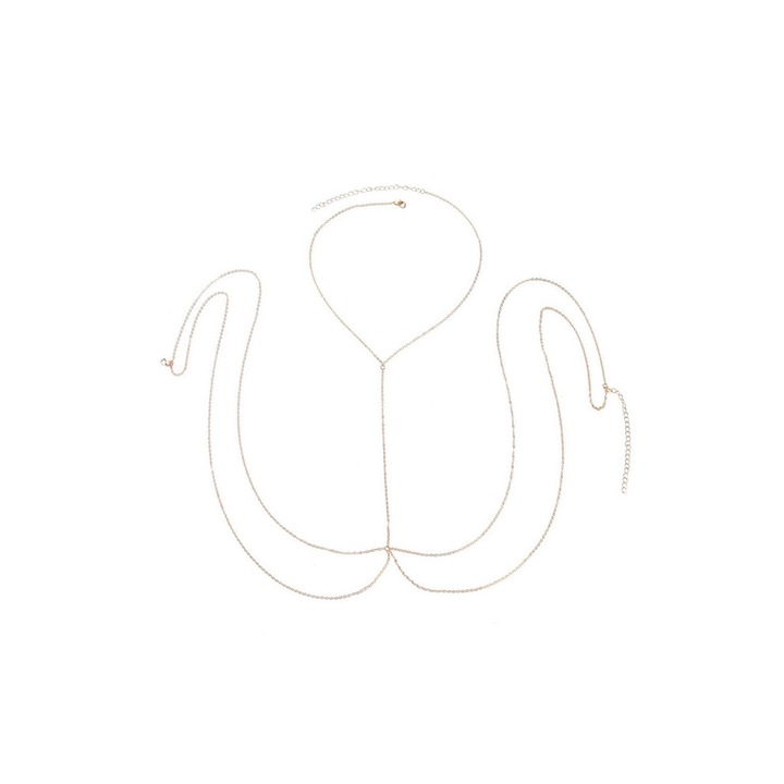 Lant pentru corp, dublat in talie, simplu, Auriu