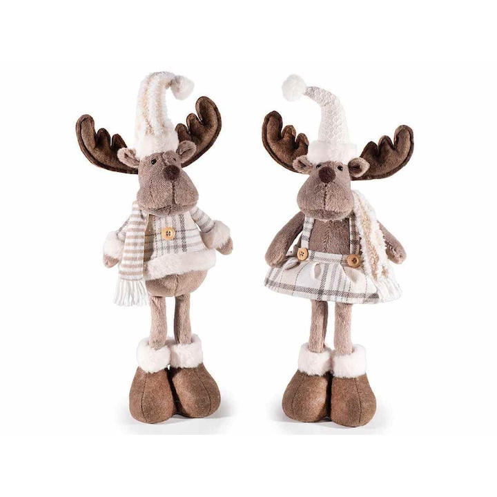 Set 2 figurine Reni textil alb maro 17x13x54 cm