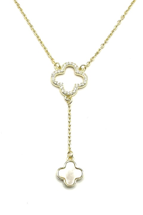 Colier ajustabil din argint gold cu trifoi si sidef, Agavi