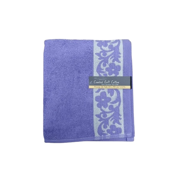 Хавлиена кърпа ETCollection Crinkle Flower, 50x90, лилава, 450 GSM