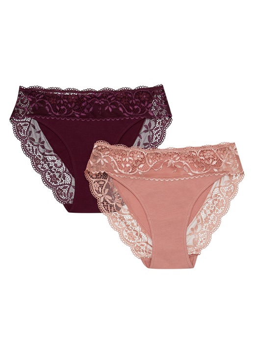 Set 2 perechi de lenjerie intima Esotiq, Bumbac,Maro/Roz