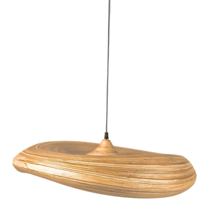 Pendul, MONNARITA, Bambus, E27, 40W, 50 x 15 cm, Maro