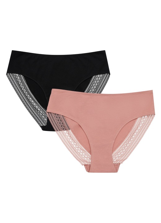 Set 2 perechi de lenjerie intima Esotiq, Bumbac, Negru/Roz