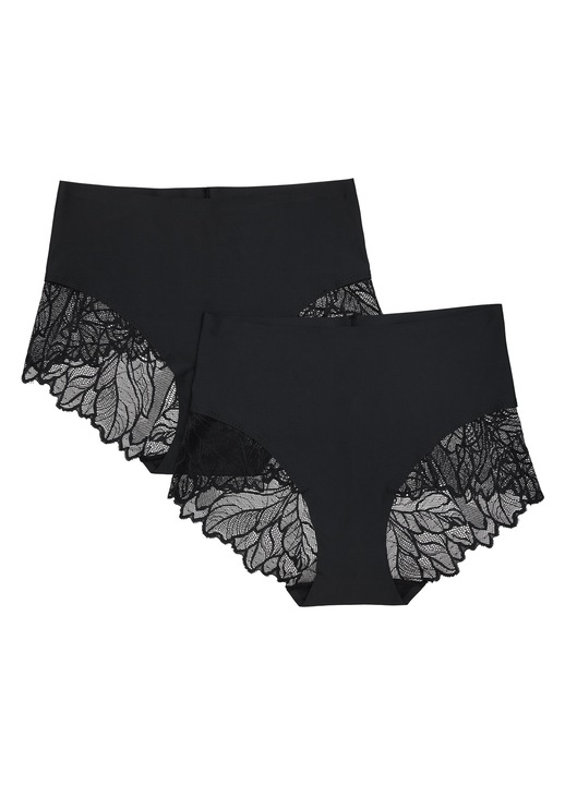 Chiloti Pansy cu talie inalta, Bumbac, Negru, Negru
