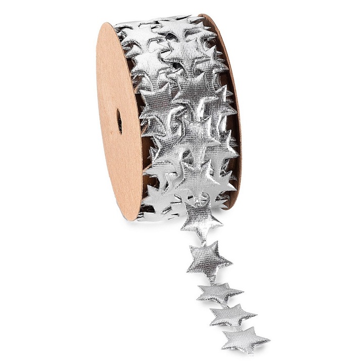 Set 12 role panglica textil argintiu 18 mm x 3 m